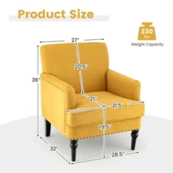 Tangkula Set Of 2 Modern Accent Chair Upholstered Sofa Chair W/ Rubber Wood Legs Yellow -Baxton Studio Sales Store GUEST 59a0fbbd c8d4 4381 9b84 49c42ed1e4f6