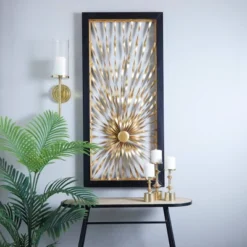 Metal Sunburst Coiled Ribbon Wall Decor With Black Frame Gold - Olivia & May -Baxton Studio Sales Store GUEST 5d24c335 008c 4188 838d bf43666bd550