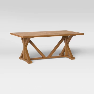 Morie Farmhouse Wood Rectangle Dining Table - Brown - Threshold™ 2 Morie Farmhouse Wood Rectangle Dining Table - Brown - Threshold™ - Image 2