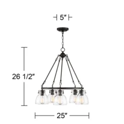 Possini Euro Design Bellis Bronze Wagon Wheel Pendant Chandelier 25" Wide Modern Clear Glass 5-Light Fixture For Dining Room House Kitchen Island Home -Baxton Studio Sales Store GUEST 618dbfc5 4583 4867 8ae1 6096256d5a37