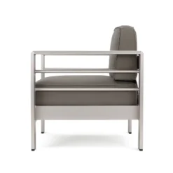 Cape Coral 5pc Aluminum And MGO Seating Set With Fire Table Khaki/Light Gray - Christopher Knight Home -Baxton Studio Sales Store GUEST 62a2b742 d5e6 44a8 8753 4394d71e5ae2