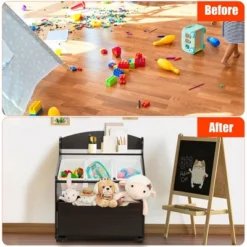 Costway Kids Wooden Toy Storage Unit Organizer W/Rolling Toy Box & Plastic Bins NaturalEspresso -Baxton Studio Sales Store GUEST 6649d054 ddae 4200 95c9 643014cf866f
