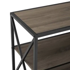 Modern Industrial X Frame Metal And Wood Media Bookshelf - Saracina Home -Baxton Studio Sales Store GUEST 679c835e 1c70 43ee 9683 1e0a83265bd8