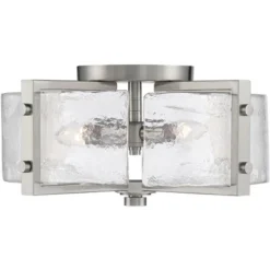 Possini Euro Design Prane Modern Industrial Ceiling Light Semi Flush Mount Fixture 17" Wide Brushed Nickel 4-Light Warped Glass For Bedroom Kitchen -Baxton Studio Sales Store GUEST 67e31c74 0341 4bbe 8a39 d9439e2bc16c