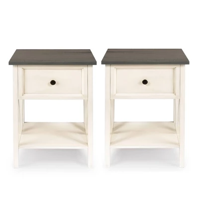 Set Of 2 Farmhouse Single Drawer V Frame Nightstands - Saracina Home 12 Set Of 2 Farmhouse Single Drawer V Frame Nightstands - Saracina Home - Image 12