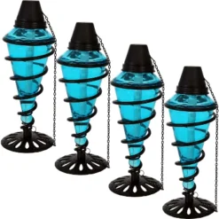 Sunnydaze Decor Sunnydaze Outdoor Tabletop Glass And Metal Swirl Patio Table And Lawn Torch Set - Blue 8 Sunnydaze Decor Sunnydaze Outdoor Tabletop Glass And Metal Swirl Patio Table And Lawn Torch Set - Blue -Baxton Studio Sales Store GUEST 6a0fb47c 7609 4c00 9a5f 0848f8397f6c
