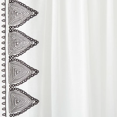 1pc Light Filtering Diamond Border Window Curtain Panel White - Opalhouse™ Designed With Jungalow™ 3 1pc Light Filtering Diamond Border Window Curtain Panel White - Opalhouse™ Designed With Jungalow™ - Image 3