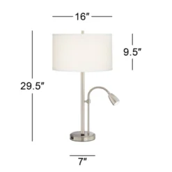 Possini Euro Design Traverse Modern Table Lamps Set Of 2 29 1/2" Tall Brushed Nickel With USB Charging Port LED Gooseneck White Drum Shade For Desk -Baxton Studio Sales Store GUEST 6d7b83aa 79f5 4aad 8a9b 164194cb3e7e