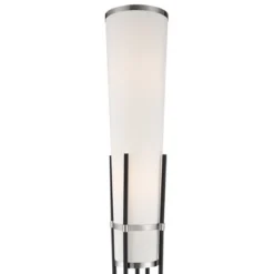 Possini Euro Design Flute Modern Torchiere Floor Lamp 64" Tall Satin Black Brushed Nickel White Linen Shade For Living Room Bedroom Office House Home -Baxton Studio Sales Store GUEST 6d8338c9 1eea 4637 a805 c6f342edfa75