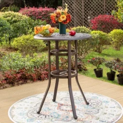 Captiva Designs 3pc Cast Aluminum Outdoor Patio Dining Set With Bar Stools Brown -Baxton Studio Sales Store GUEST 6dc1ff33 04bb 425a 9946 a3ae3b479cf6