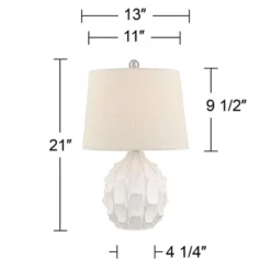 360 Lighting Ellen 21" High Sculptured Small Mid Century Modern Coastal Accent Table Lamp White Ceramic Single Living Room Bedroom Bedside Nightstand -Baxton Studio Sales Store GUEST 6e1531b1 8652 48fa acde 11a37d6902b1