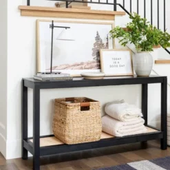 Console Table With Woven Rattan Shelf Black - Threshold™ Designed With Studio McGee -Baxton Studio Sales Store GUEST 6e7f68b7 50c5 44c5 965d a4d52aa919cd