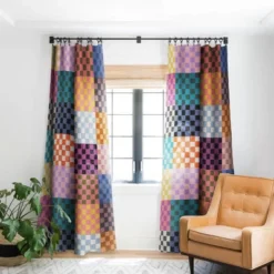 Schatzi Brown Alice Check Multi 84" X 50" Single Panel Blackout Window Curtain - Deny Designs -Baxton Studio Sales Store GUEST 6f3b7a33 dec8 48cb a0dd 75c35dce19a7