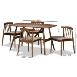 5pc Wyatt Midcentury Modern Walnut Wood Dining Set Beige/Brown - Baxton Studio 15 5pc Wyatt Midcentury Modern Walnut Wood Dining Set Beige/Brown - Baxton Studio -Baxton Studio Sales Store GUEST 70d31893 4b7e 44ea 8caf 409763495337