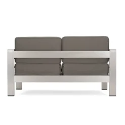 Cape Coral 5pc Aluminum And MGO Seating Set With Fire Table Khaki/Light Gray - Christopher Knight Home -Baxton Studio Sales Store GUEST 72369f1a e599 4d30 93cb 877b6f8ed328