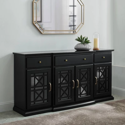 Selma Transitional 3 Tiered Ornate Fretwork Door Sideboard - Saracina Home 1 Selma Transitional 3 Tiered Ornate Fretwork Door Sideboard - Saracina Home