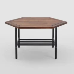 Saybrook Modern Metal And Wood Patio Hexagon Coffee Table - Dark Brown - Saracina Home -Baxton Studio Sales Store GUEST 730269cb b38f 47ab b996 60c94422d99a