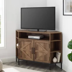 Atticus Modern Farmhouse 2 Door Corner TV Stand For TVs Up To 55" Rustic Oak - Saracina Home -Baxton Studio Sales Store GUEST 754db8fd 8a36 4b58 b192 cb00f68d49c3