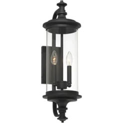 Possini Euro Design Medici Modern Outdoor Wall Light Fixture Black Metal 24 1/2" Clear Glass For Post Exterior Barn Deck House Porch Yard Patio Home -Baxton Studio Sales Store GUEST 76f4bb60 3e73 46f6 9f51 a9616bb6d980
