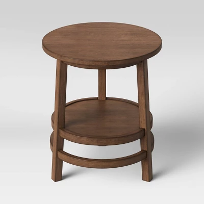 Haverhill Round Wood End Table Weathered Brown - Threshold™ 2 Haverhill Round Wood End Table Weathered Brown - Threshold™ - Image 2