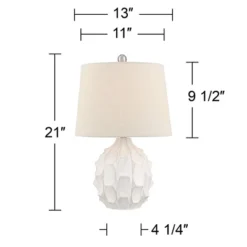 360 Lighting Ellen 21" High Sculptured Small Mid Century Modern Coastal Accent Table Lamp White Ceramic Single Living Room Bedroom Bedside Nightstand -Baxton Studio Sales Store GUEST 78a35270 b85f 470b 8d36 f557ab41e97c