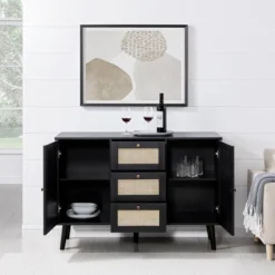 Modern Boho Wood And Rattan Storage Sideboard Black - Saracina Home -Baxton Studio Sales Store GUEST 7bc37572 f000 43c4 929d e98d99d140c8