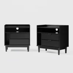 2pk Mid-Century Modern Solid Wood 2 Drawer Storage Nightstands - Saracina Home 15 2pk Mid-Century Modern Solid Wood 2 Drawer Storage Nightstands - Saracina Home -Baxton Studio Sales Store GUEST 7ec02fdf f38c 4ef2 8a65 1390845091ae