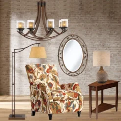 Franklin Iron Works Tahoe Rustic Industrial Downbridge Arc Floor Lamp 60" Tall Bronze Metal Faux Leather Empire Shade For Living Room Reading Bedroom -Baxton Studio Sales Store GUEST 7f0f79ac efc3 4b81 90e5 eb3bf86d5c55