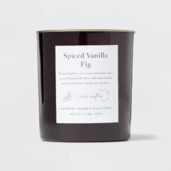 Clear Colored Glass With Woodwick And Brass Metal Inset Lid Spice Vanilla Fig Candle Purple - Threshold™ -Baxton Studio Sales Store GUEST 80884ab1 75d4 4adc 8675 96b625da6f8e