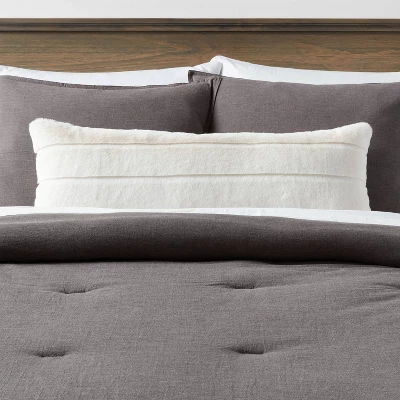 Oversized Oblong Faux Fur Channeled Decorative Throw Pillow - Threshold™ 1 Oversized Oblong Faux Fur Channeled Decorative Throw Pillow - Threshold™