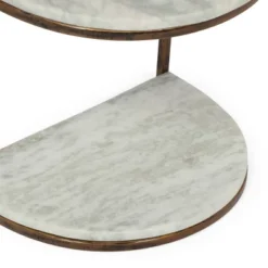 33.5" Bainville Modern Glam Handcrafted Marble Half Round Etagere Bookcase Natural White/Antique Brass - Christopher Knight Home -Baxton Studio Sales Store GUEST 81ab22e6 eb7f 4b88 9722 a7abae7555a6