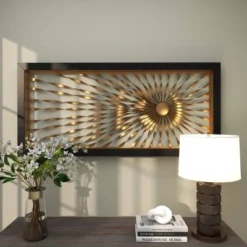 Metal Sunburst Coiled Ribbon Wall Decor With Black Frame Gold - Olivia & May -Baxton Studio Sales Store GUEST 82bb3a32 0be8 41f1 a3d5 cd4796998da8