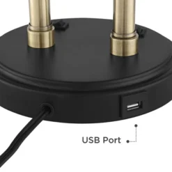 Possini Euro Design Sentry Modern Mid Century Desk Lamp 23" High Black Brass With USB Charging Port LED Adjustable Cone Shade For Bedroom Living Room -Baxton Studio Sales Store GUEST 84aa50d5 b673 4b3a b5f2 3168750c699e