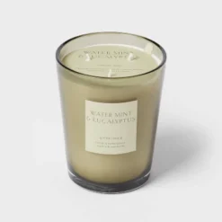 Colored Vase Glass With Dustcover Watermint And Eucalyptus Candle Green - Threshold™ -Baxton Studio Sales Store GUEST 8583e514 219c 427d 837a db7f3589ab6c