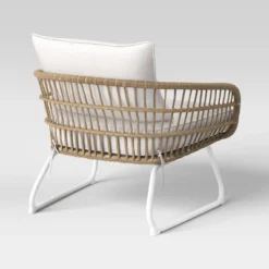 Southport Outdoor Patio Chair With Metal Legs, Club Chair Natural/White - Opalhouse™ -Baxton Studio Sales Store GUEST 85f574ff c7e7 4d01 b943 e6500f46c5aa