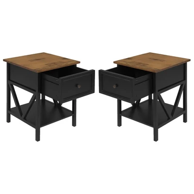 Set Of 2 Farmhouse Single Drawer V Frame Nightstands - Saracina Home 10 Set Of 2 Farmhouse Single Drawer V Frame Nightstands - Saracina Home - Image 10