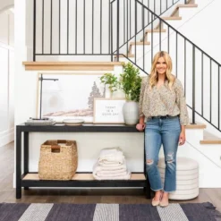 Console Table With Woven Rattan Shelf Black - Threshold™ Designed With Studio McGee -Baxton Studio Sales Store GUEST 8850858f 6d86 4502 8112 f583beb8eb20