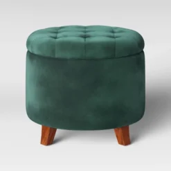 Tufted Round Storage Ottoman - Threshold -Baxton Studio Sales Store GUEST 8b462eb1 b29f 4321 ac3f 6b969ee2a18b