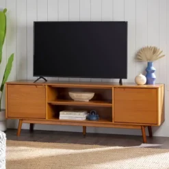 Solid Wood Mid-Century Modern TV Stand For TVs Up To 80" - Saracina Home -Baxton Studio Sales Store GUEST 8b7506fc 5e20 44b3 838f e44d2919b468
