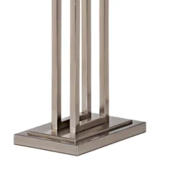 Possini Euro Design Modern Floor Lamp 62" Tall Brushed Nickel Openwork Rectangular Profile Off White Fabric Shade For Living Room Reading -Baxton Studio Sales Store GUEST 8b7ff47a 428f 40e2 8e52 8e425d2241d9