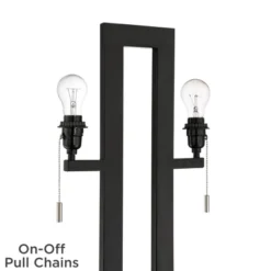 360 Lighting Neil Modern Rustic Table Lamp 26" High Black Metal With USB Charging Port White Rectangular Shade For Bedroom Living Room Bedside Desk -Baxton Studio Sales Store GUEST 8f7f6180 8c8f 438a a463 458dc800aad7