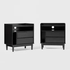 2pk Mid-Century Modern Solid Wood 2 Drawer Storage Nightstands - Saracina Home 23 2pk Mid-Century Modern Solid Wood 2 Drawer Storage Nightstands - Saracina Home -Baxton Studio Sales Store GUEST 90b51515 663a 4264 a749 f3758d2e0dcf
