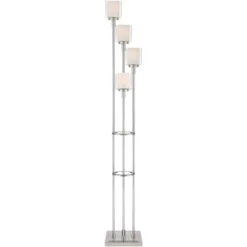 Possini Euro Design Athena Modern Floor Lamp 72" Tall Brushed Nickel 4 Light Tree Clear Outer Opal Inner Double Glass Shade For Living Room Bedroom -Baxton Studio Sales Store GUEST 9216fb98 adc6 4062 a2b3 d139c90db34a