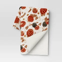 Pumpkin Printed Plush With Shearling Reverse Throw Blanket - Threshold™ -Baxton Studio Sales Store GUEST 93689881 488d 4b25 86de 00ec94c729b1