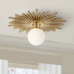 Possini Euro Design Hazel Modern Ceiling Light Semi Flush Mount Fixture 24" Wide Warm Brass White Globe Shade For Bedroom Kitchen Living Room Hallway -Baxton Studio Sales Store GUEST 937faa9c a474 460e 97d2 cb24e8bfb570