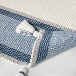 20" X 32" Color Block Stripe Tassels Bath Rug Faded Blue/White - Hearth & Hand™ With Magnolia -Baxton Studio Sales Store GUEST 965eb334 1e31 467e 9a9f 35ffecd97d72