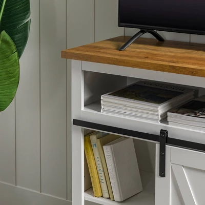 Transitional Sliding Barndoor Highboy TV Stand For TVs Up To 58" - Saracina Home 9 Transitional Sliding Barndoor Highboy TV Stand For TVs Up To 58" - Saracina Home - Image 9