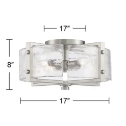 Possini Euro Design Prane Modern Industrial Ceiling Light Semi Flush Mount Fixture 17" Wide Brushed Nickel 4-Light Warped Glass For Bedroom Kitchen -Baxton Studio Sales Store GUEST 968afca0 1c02 432c 9354 62d2a6a517c1
