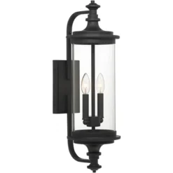 Possini Euro Design Medici Modern Outdoor Wall Light Fixture Black Metal 24 1/2" Clear Glass For Post Exterior Barn Deck House Porch Yard Patio Home -Baxton Studio Sales Store GUEST 97c73eb9 75d4 4592 9530 20b76337465e