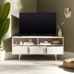 Cara Mid-Century Modern 3 Drawer Corner TV Stand For TVs Up To 58" - Saracina Home -Baxton Studio Sales Store GUEST 99387a85 c456 4a52 b086 1c507b93c8b5